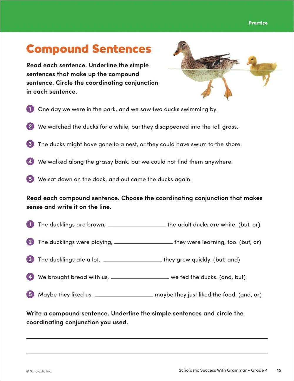 Fourth Grade Grammar: Compound Sentences and Coordinating