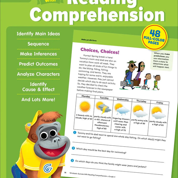 Scholastic Success with Reading Comprehension Grade 4 Workbook - MakoStars Store | English Books and Study Materials