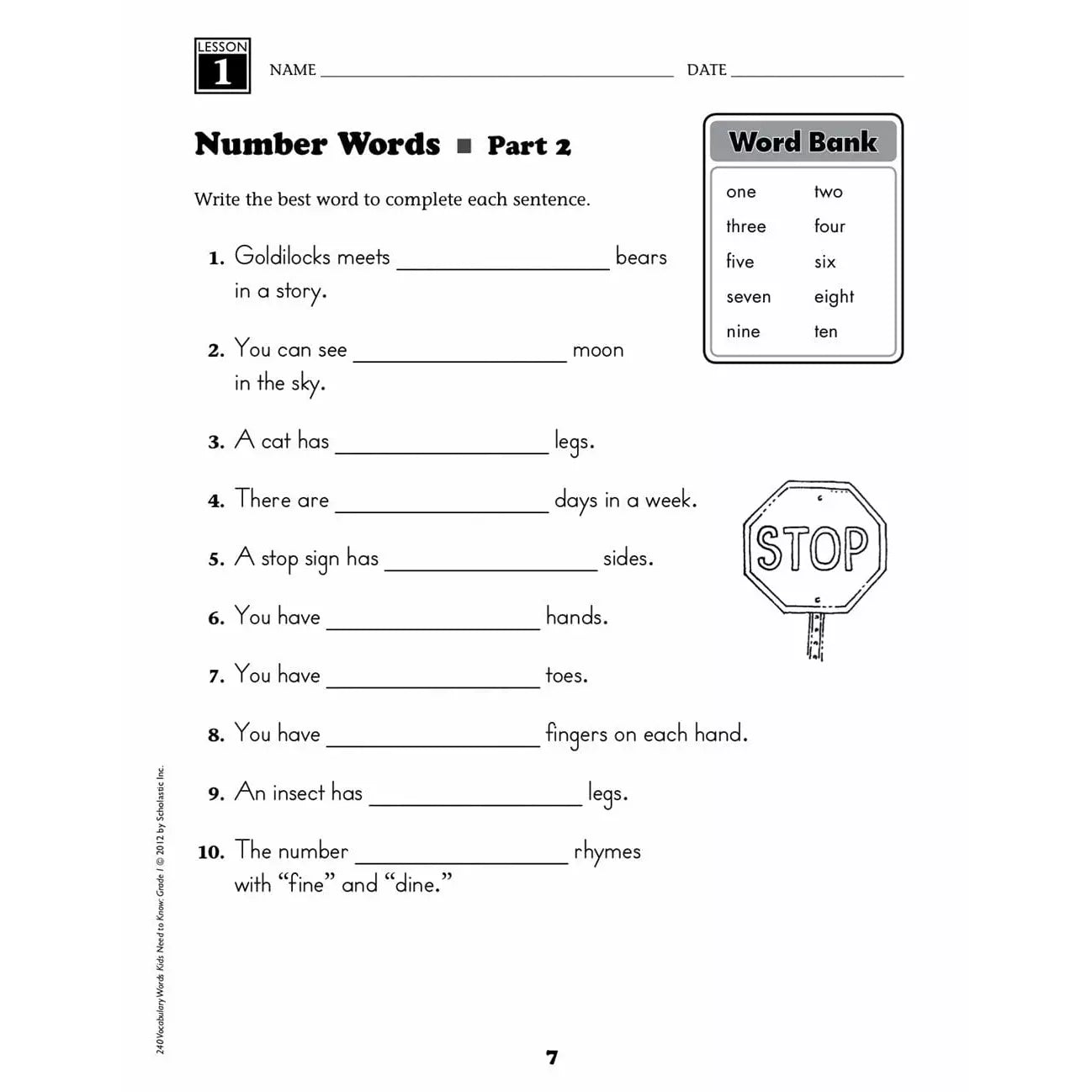 240 Vocabulary Words Kids Need to Know: Grade 1 - MakoStars Online Store