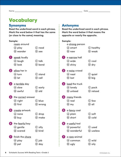 Scholastic Success with Reading Tests Grade 3 Workbook Paperback – February 1, 2022 - MakoStars Online Store